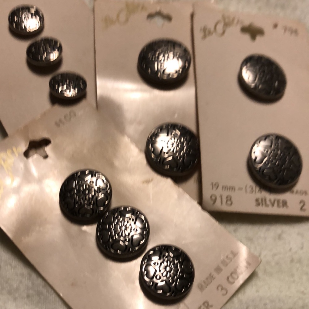 Silver buttons - 4 packet set total -